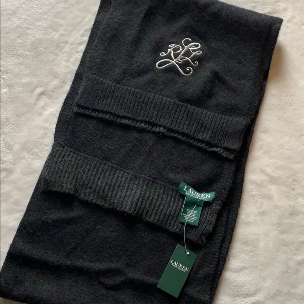 NWT Ralph Lauren wool blend monogram scarf